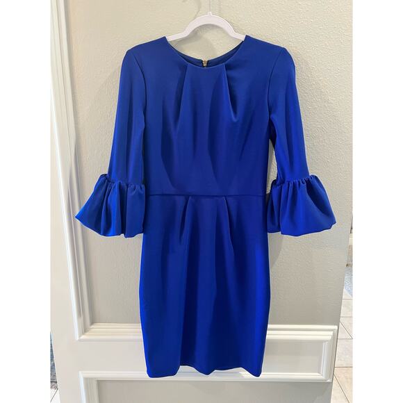 Betsy & Adam Women's Royal Blue Bell Sleeve Cocktail Sheath Dress Size 6 - Picture 1 of 7